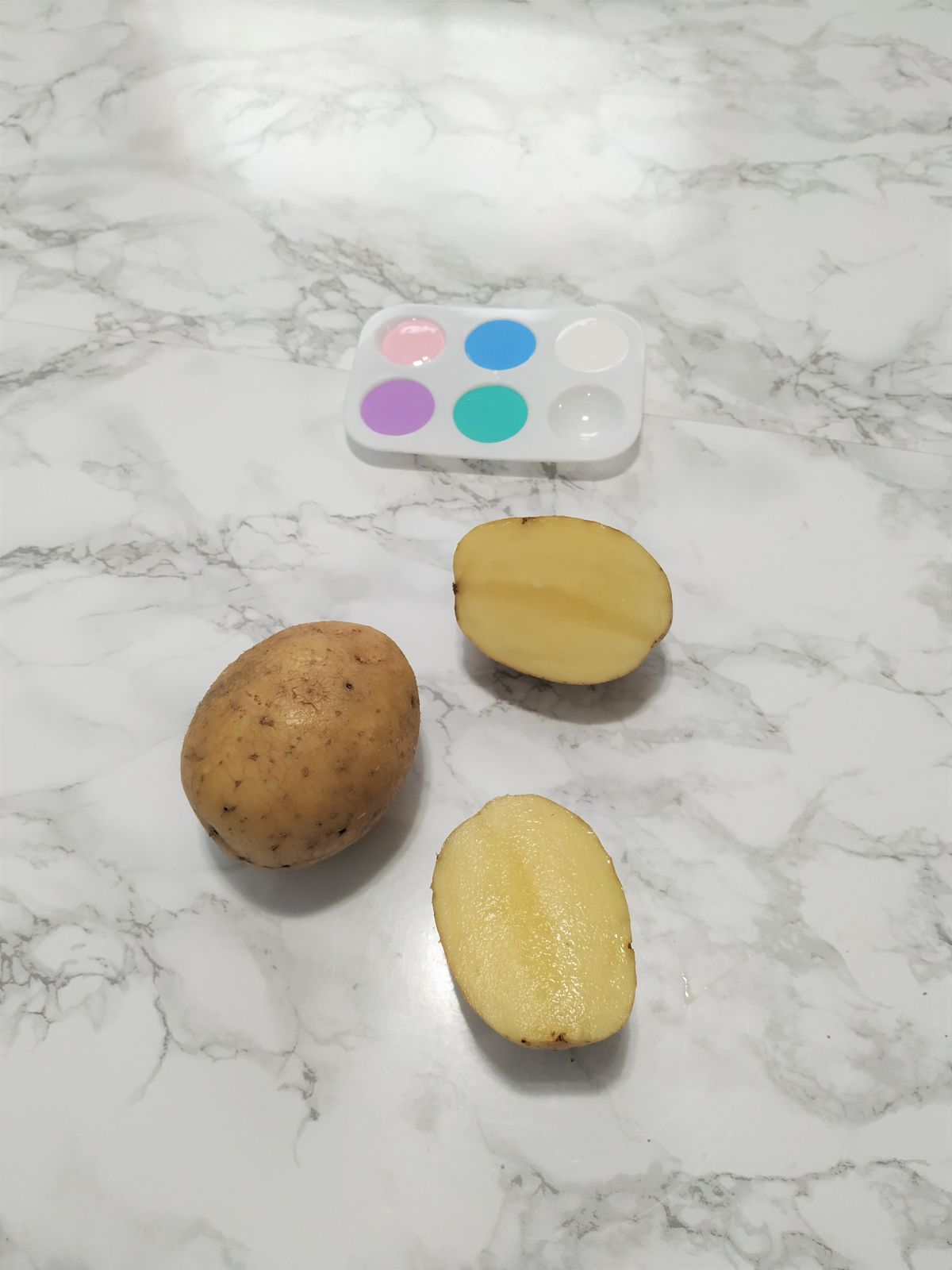 Potatoes cut in half.