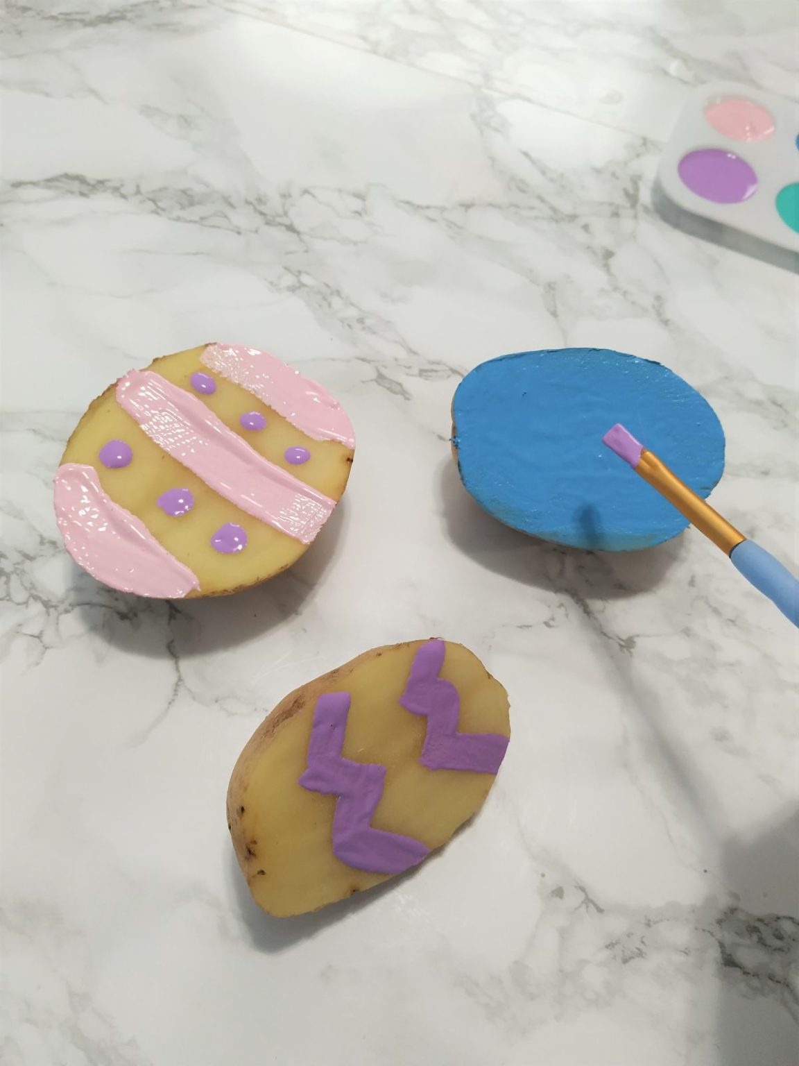 Potato Stamp Easter Eggs For Kids Rekindle My Dwelling
