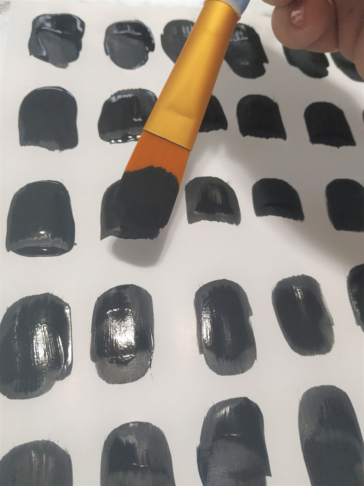 Painting over the brush strokes.