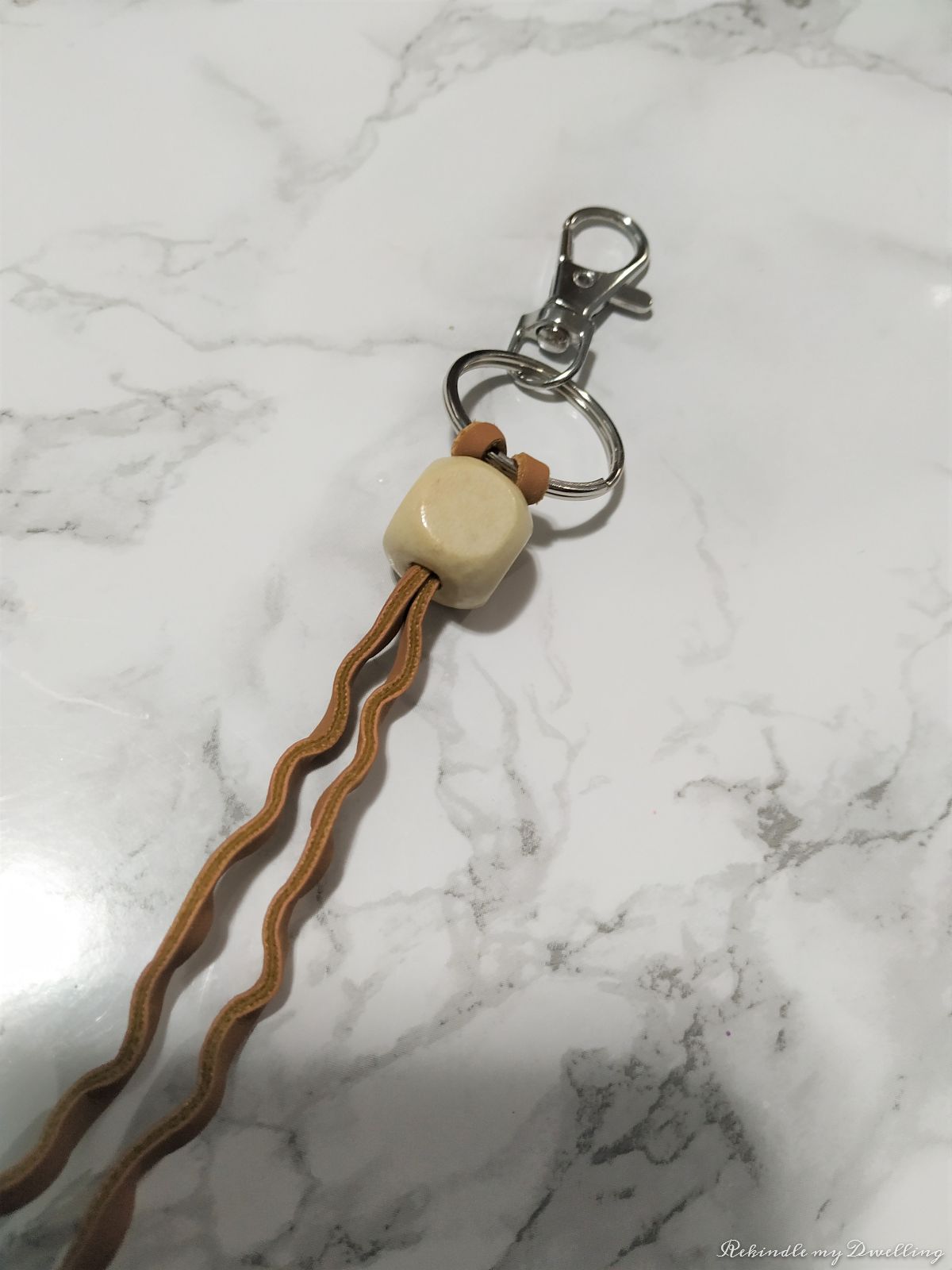 wood beads on a string.