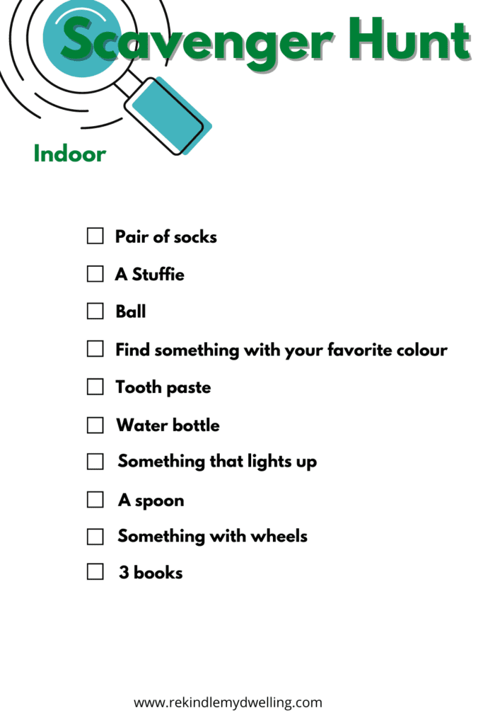 Indoor Scavenger Hunt – Free Printable - Rekindle My Dwelling