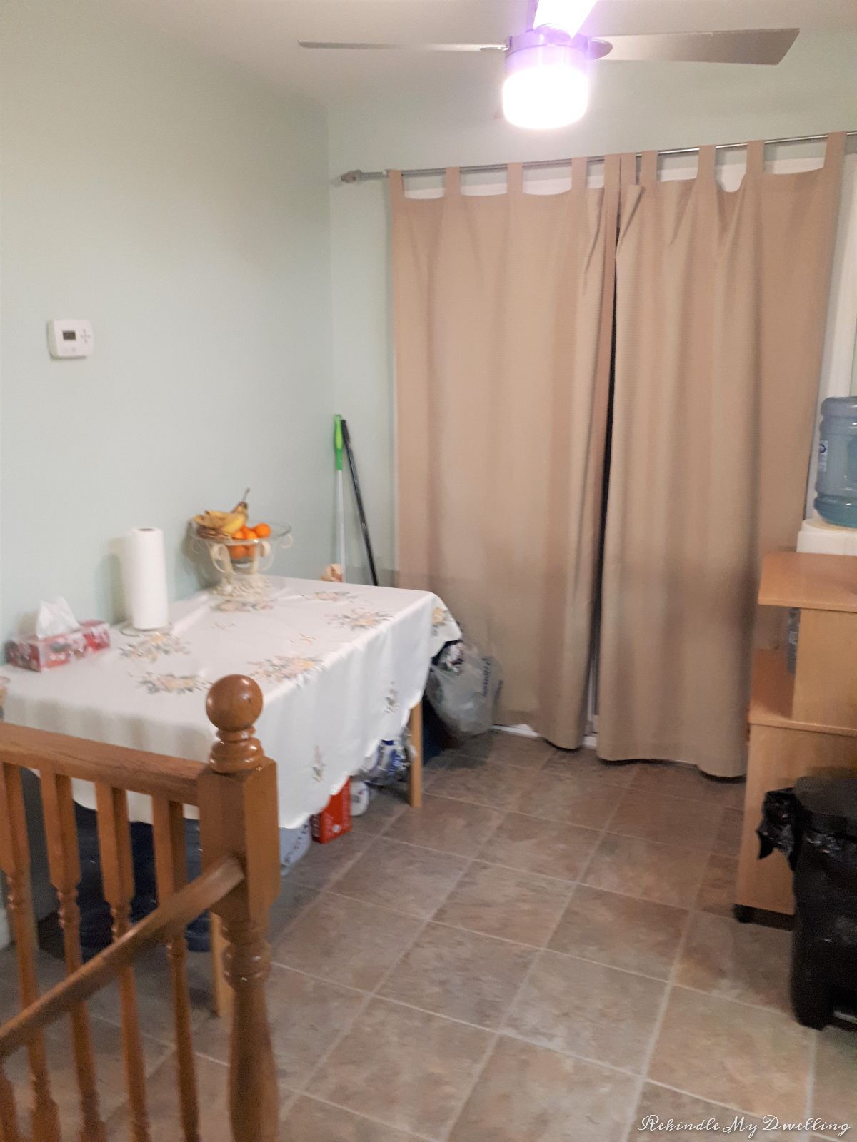 Cluttered kitchen nook.