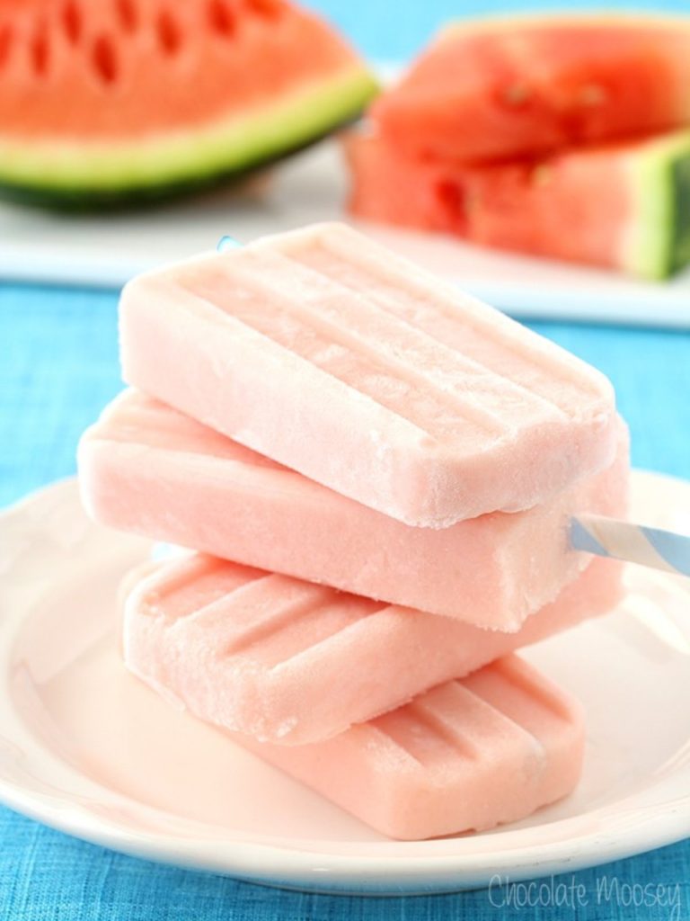 Watermelon yogurt popsicles.