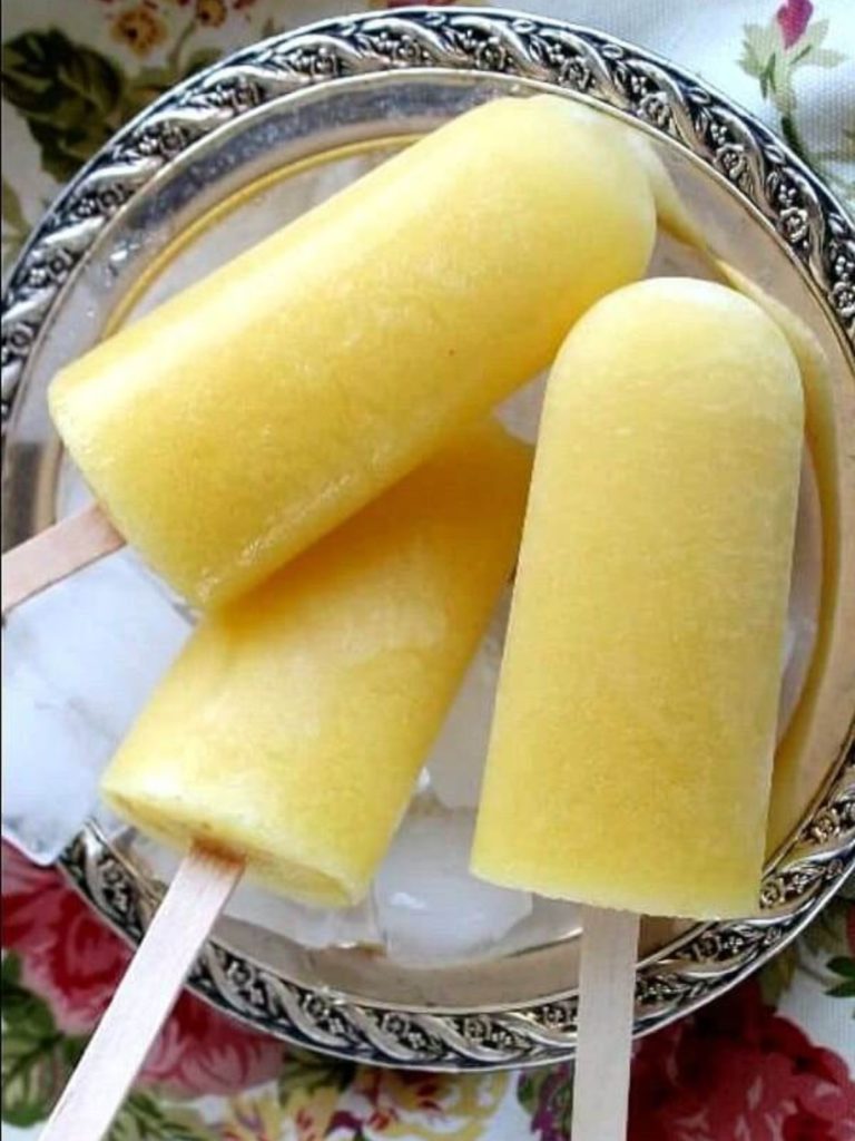 Summer popsicle recipes mango on ice.