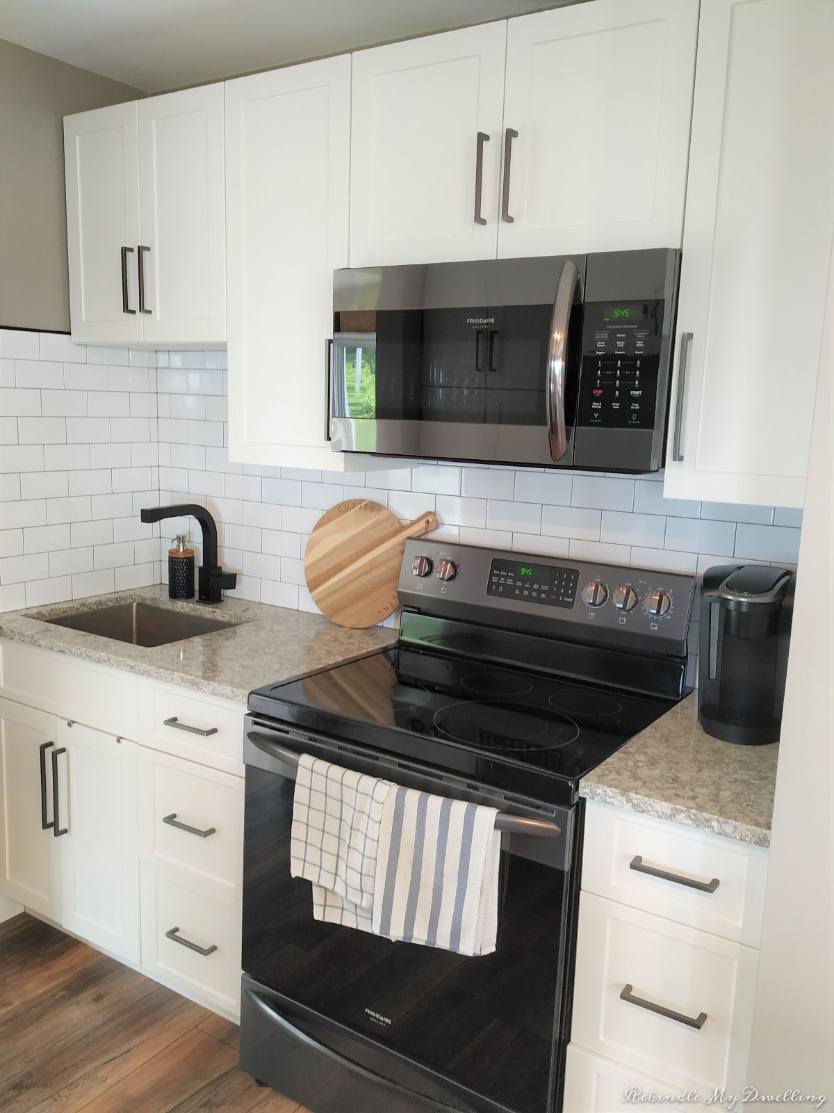 Cottage makeover with finished kitchen.