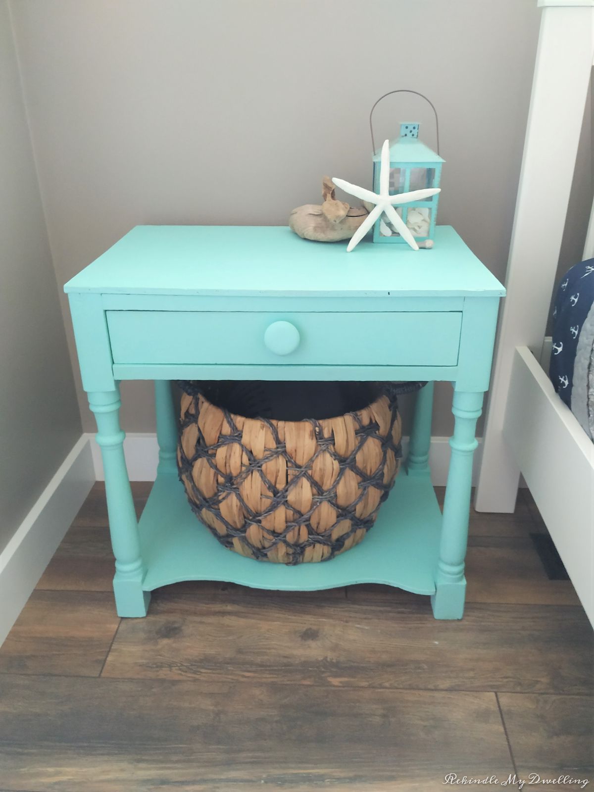 Blue painted side table.