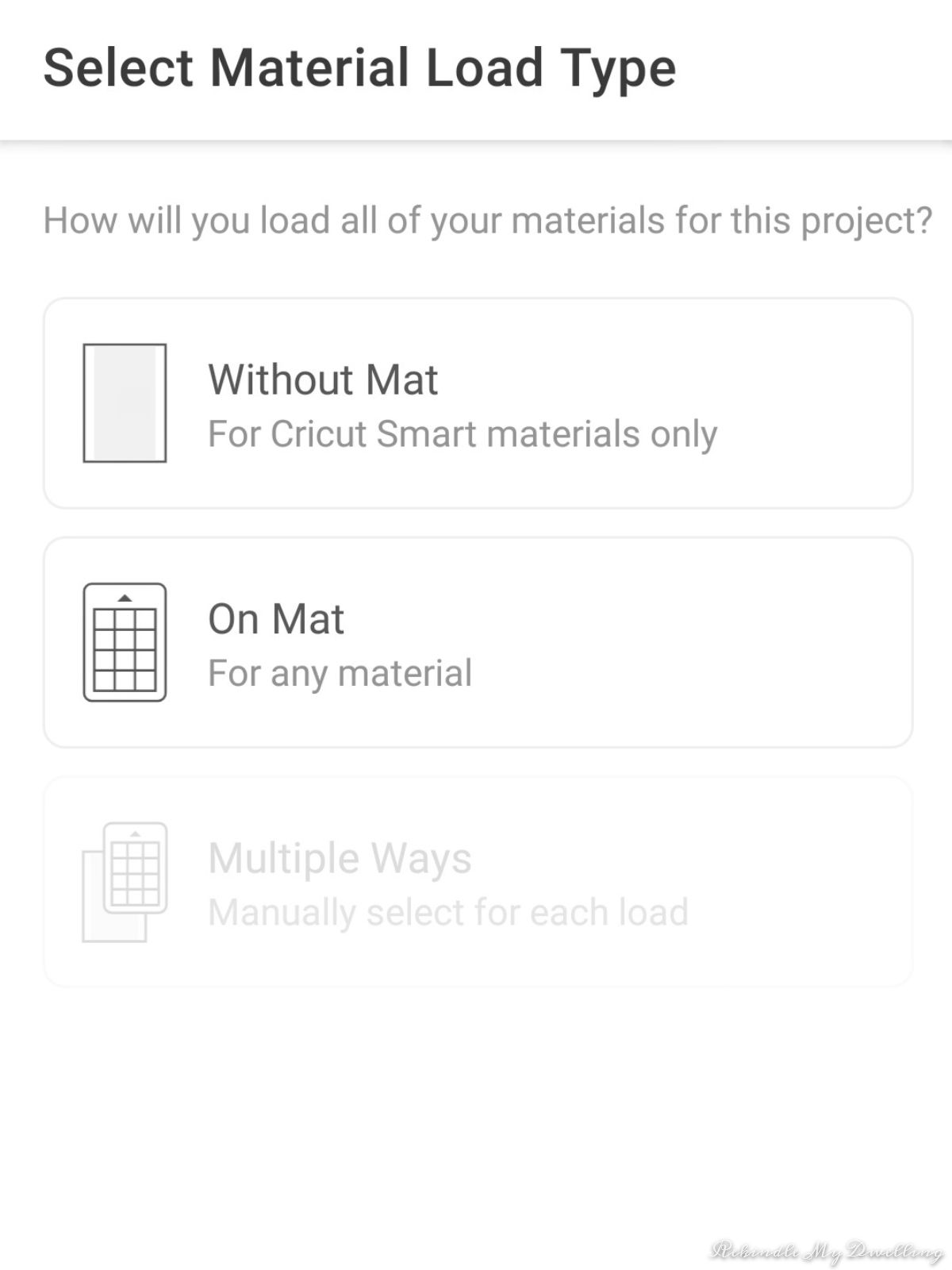 Setting the mat type in Cricut design space.