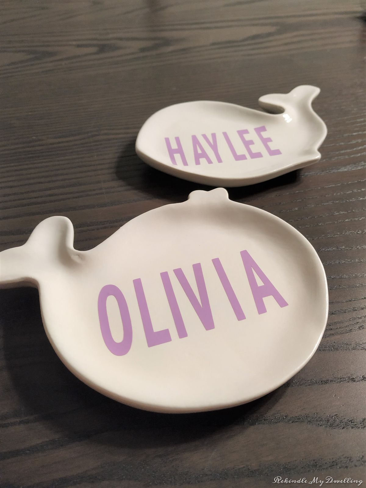 Personalized trinket dishes.