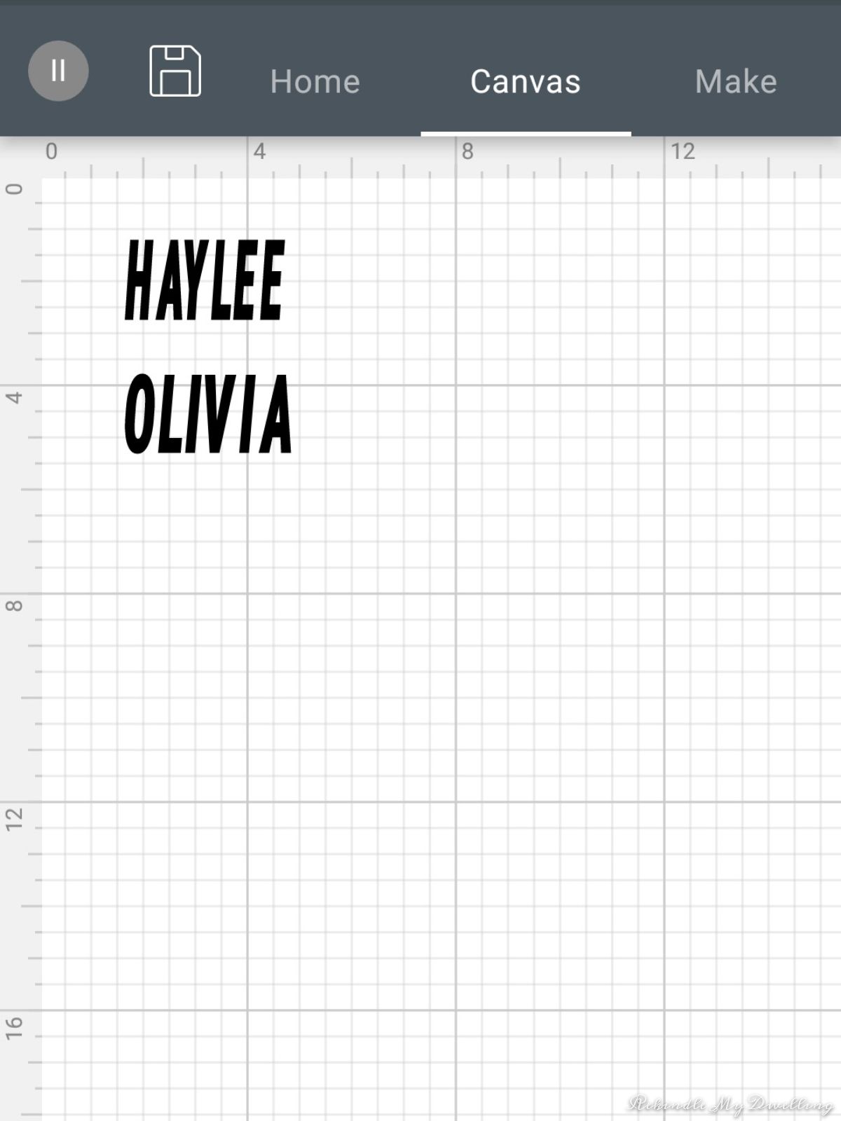 Adding names into Cricut design space.