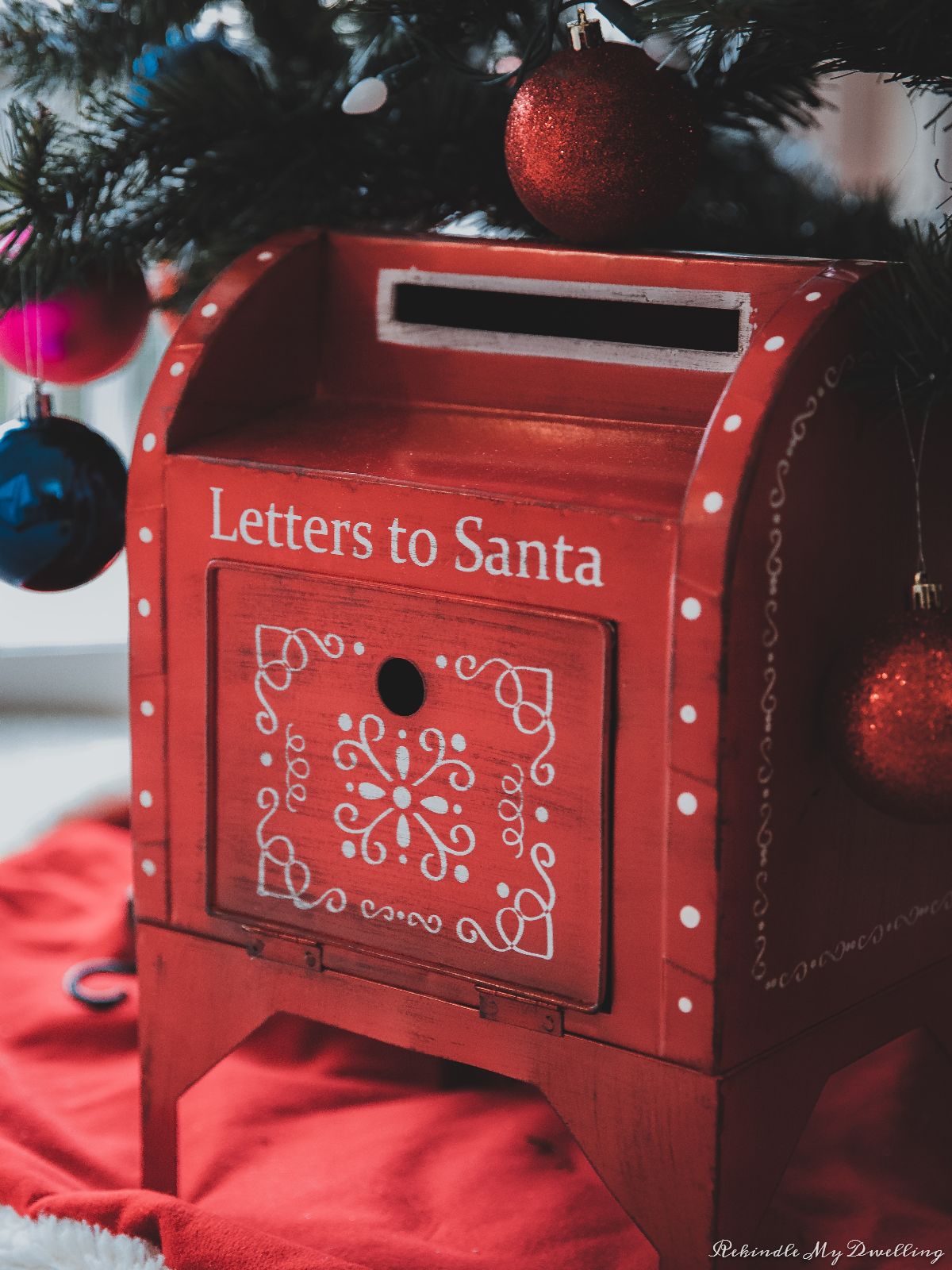 Mail box with "letters to Santa" written on the front.
