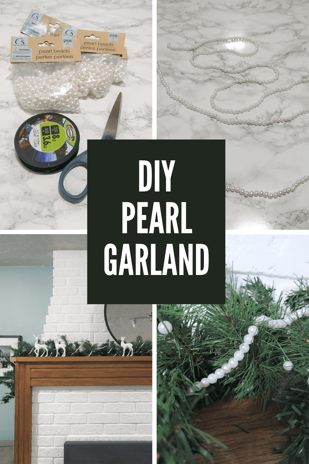 Pearl Beaded Garland Silver 5ft, DIY Floating beaded garland Pearls