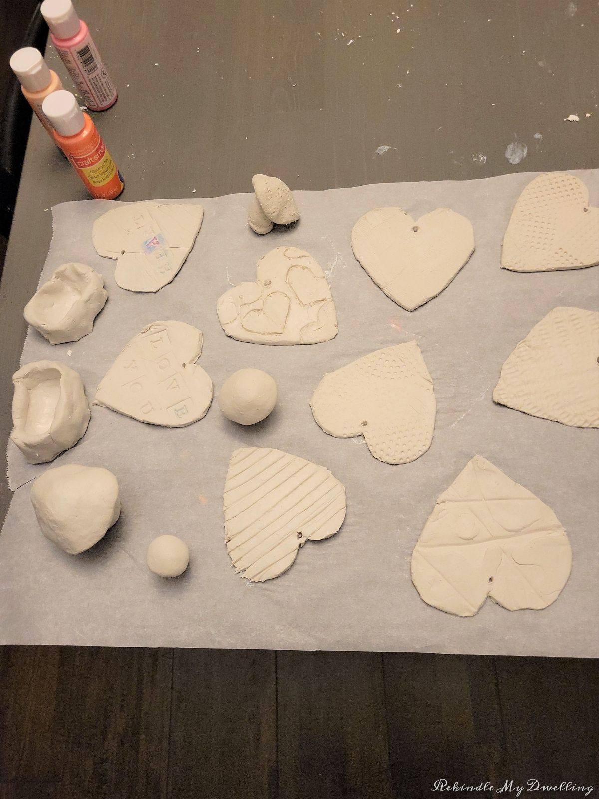 Air clay hearts.