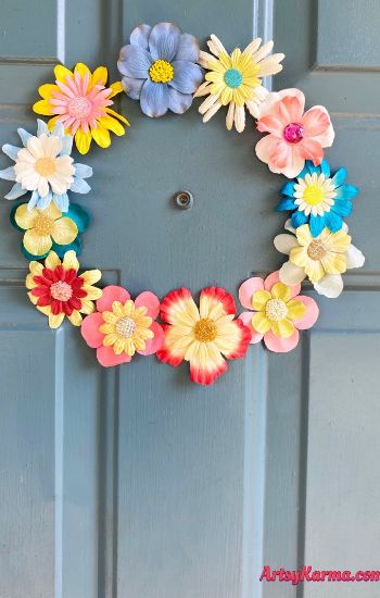 Flower wreath on a door.