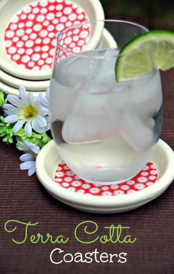 Spring decor crafts for adults with terracotta daisy flower coasters.