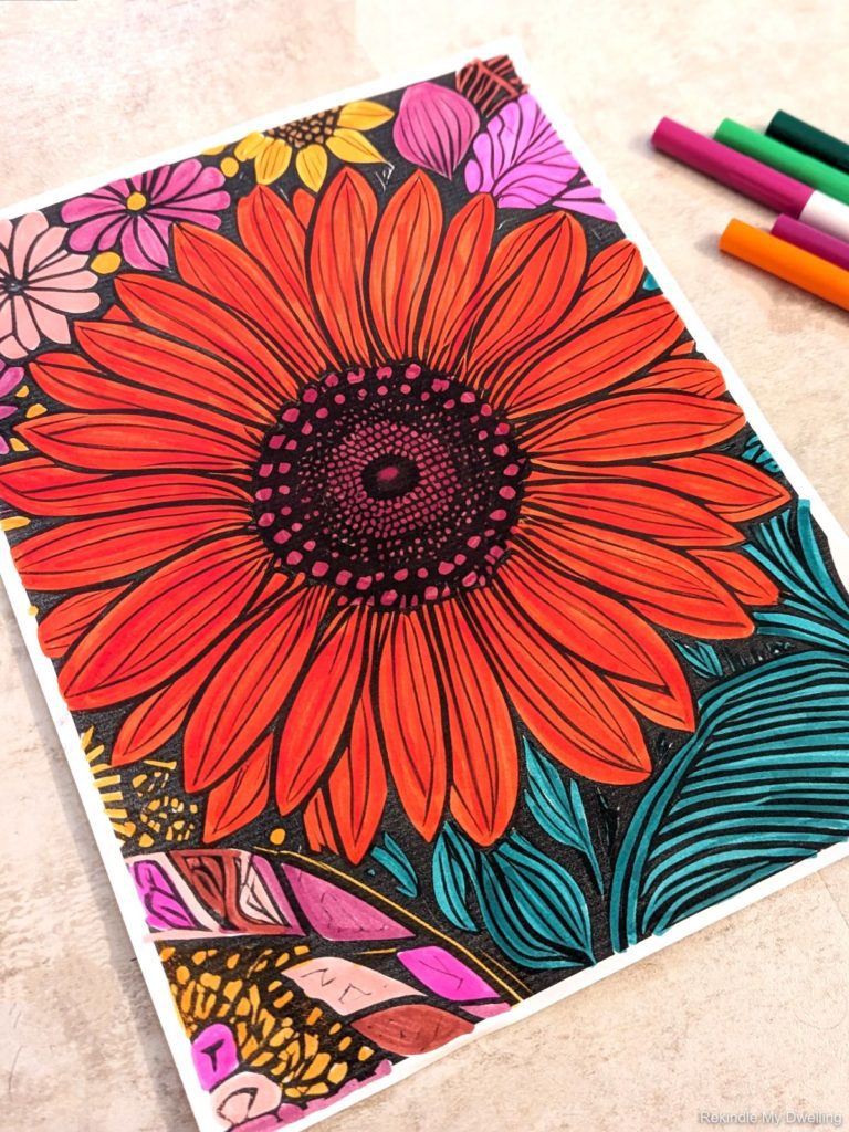 Colored in Sunflower coloring page.