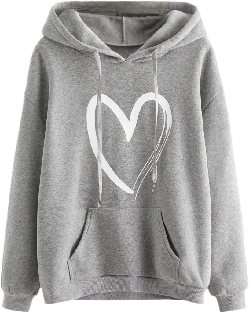 Grey sweater with a heart design.